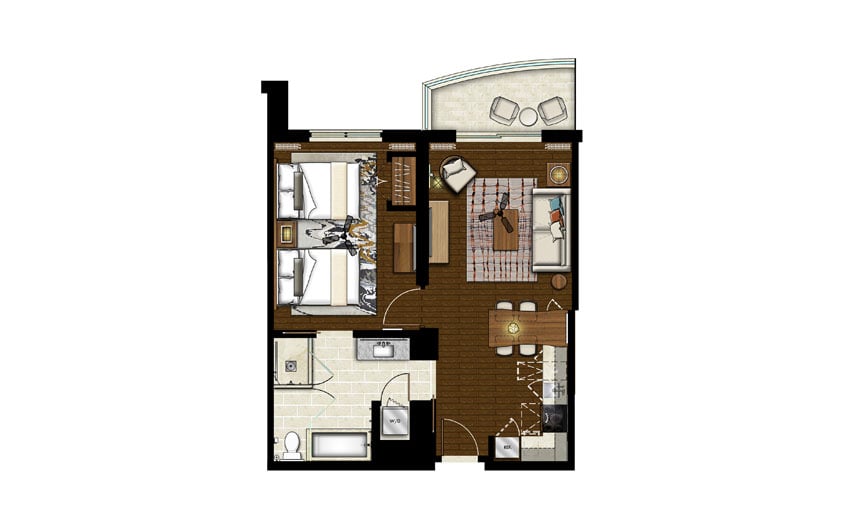 Two-Bedroom Floor Plan at Grand Waikikian Resort in Honolulu, Hawaii