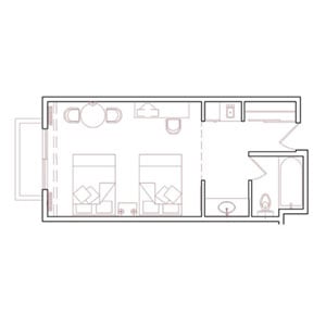 Studio Floor Plan at Fiesta Americana Villas Cancun in Mexico