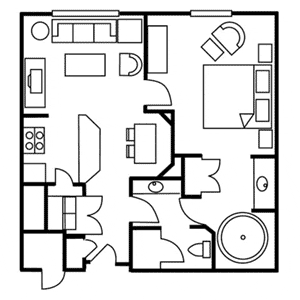 One-Bedroom Floor Plan at the Flamingo Resort in Las Vegas, Nevada