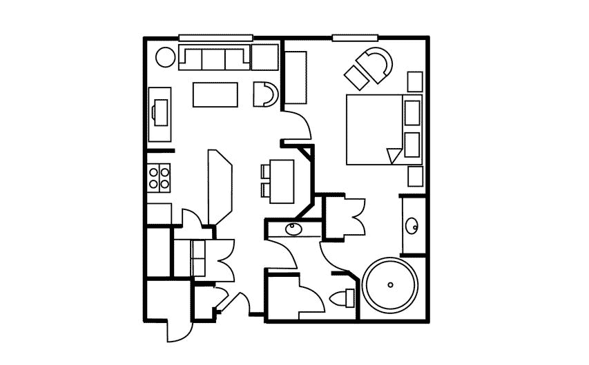 One-Bedroom Floor Plan at the Flamingo Resort in Las Vegas, Nevada