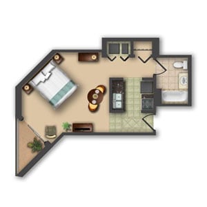 Studio Floor Plan at Anderson Ocean Club in Myrtle Beach, South Carolina